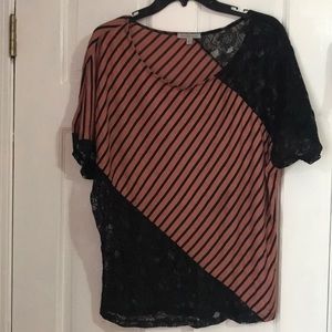 Slouchy Lace and Stripes Tee